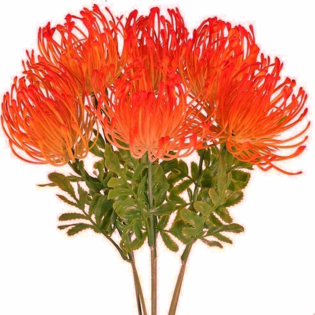6 PCS Tropical Artificial Protea & Spider Mum Flowers - UV Resistant Fake Plastic Flowers for Outdoor Porch, Kitchen Table Centerpieces, and Exotic Home Office Decor - Faux Summer Floral Stems